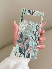 Summer 1pc Minimalist High-Transparency TPU Four-Corner Anti-Drop Soft Case Hollowed-Out Painted Green Leaves Printed Phone Protective Shell, Compatible With Pixel 7 Pro, IPhone 15 Pro And Models