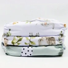 每套 6 片装 3 片尿布带 3 个尿布垫婴儿可重复使用尿布可清洗且可调节婴儿洗澡家庭装饰礼物 - 彩色 - 查看 4