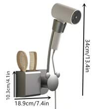 1 pièce Étagère de salle de bain murale sans perçage, étagère de rangement multifonctionnelle. Support pour sèche-cheveux et porte-papier toilette