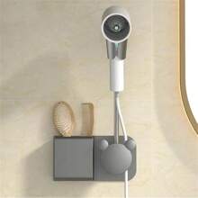 1 pièce Étagère de salle de bain murale sans perçage, étagère de rangement multifonctionnelle. Support pour sèche-cheveux et porte-papier toilette