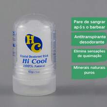 Desodorante natural Cristal/Pedra (60g) Pode ser usado em todo o corpo para melhorar o odor corporal Antitranspirantes para homens e mulheres, cuidados pós-barba dos homens, hemostasia, eliminação de queimação, vermelhidão e inchaço Presentes de Dia das Mães