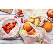 1pc Organic Mesh Produce Bag, Reusable Vegetable & Fruit Storage Bag With Drawstring - White - View 3