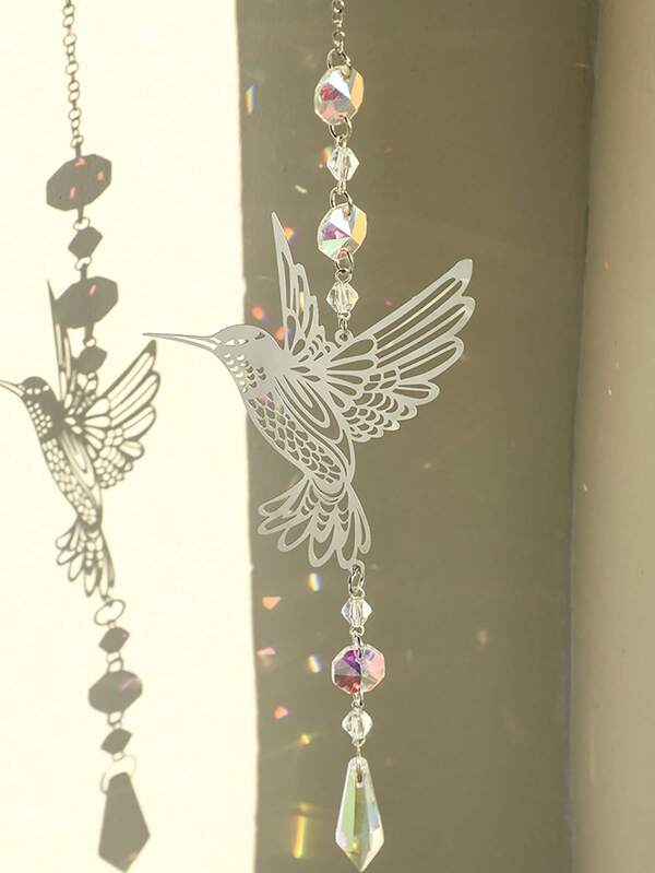 Atrapasoles de cristal con prismas, colgante de sol para ventana, decorador de arcoíris interior, ornamento fabricante de arcoíris, atrapasoles de prisma de colibrí, regalo, paquete de 1, Halloween, espeluznante, otoño, fiesta, decoración del hogar, decoración de la habitación, decoración de pared