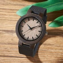 BOBOBIRD Đồng hồ nam BOBO BIRD bằng gỗ đeo tay thường ngày bằng da PU có hộp quà tặng - Xám - Xem 2