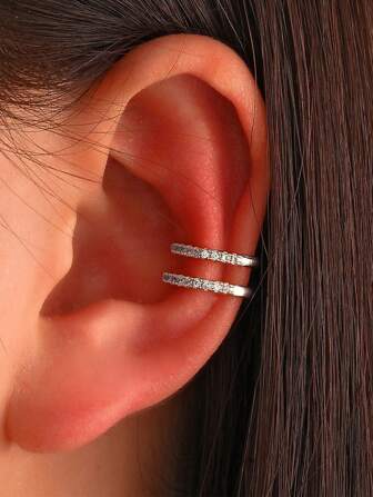 1 st enkel europeisk och amerikansk stil dubbelskiktad inlagd geometrisk icke-piercing öronklämma