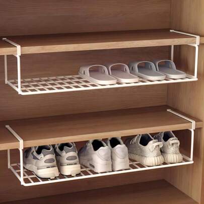 1pc Iron Multi-Layer Shoe Rack, Foldable Hanging Storage Organizer, Space-Saving Shoe Cabinet, Suitable For Bedroom, Living Room, Hallway, Dorm Storage Box Organizer