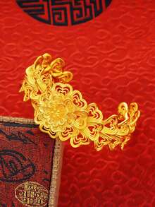 1入迷人的玫瑰金鍍24K花卉細工手鐲，給女性的日常飾品和母親節和特殊場合的禮物 - 金黃色 - 查看 2