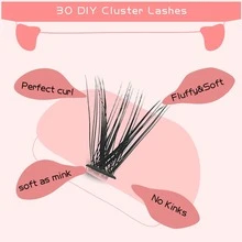 LIYAN Eyelash Extension Kit With 384 Clusters, Four Types Of Lash Clusters For Creating Four Different Styles, Mix Lengths Of 10mm-16mm, Soft And Natural False Eyelash Set With Large Capacity - Pink - View 8