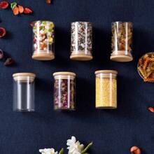 Conjunto de 1/2/4/8/10/12 peças, potes de doces de 280 ml, potes de biscoitos, potes de vidro herméticos com tampa de bambu para armazenamento - recipientes de alimentos soltos de vidro transparente de 10 oz para chá, café, especiarias, doces, biscoitos, cereais