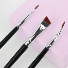 3入組黑色手柄超精細45度斜頭眼線刷，搭配便攜式眼部化妝工具刷