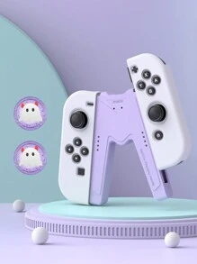 3-Piece Set: 1 Pc Switch Game Controller Charging Grip And 2 Pcs JoyCon Joystick Cap Button Covers, Compatible With Switch OLED, Battery Version And Dockless Switch NS Game Console Controller Charging Handle, JoyCon Cover, Charging Dock Stand