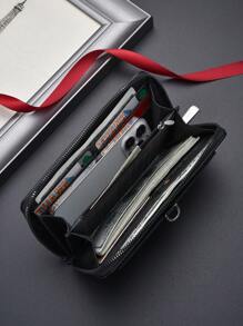 SHABILI 1pc Solid Color PU Large Capacity Zipper Business Wallet Clutch Bag Phone Bag Commuting Student Daily Use For Men Wallet Purse Wallet Long Wallet Wristlet Wallet - Black - View 4