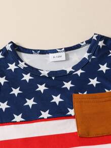 Conjunto de ropa infantil para niño lindo para cuarto de julio, incluye camiseta sin mangas con estampado estadounidense y shorts. Conjunto de ropa para el Día de la Independencia