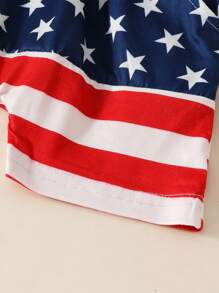 Conjunto de ropa infantil para niño lindo para cuarto de julio, incluye camiseta sin mangas con estampado estadounidense y shorts. Conjunto de ropa para el Día de la Independencia
