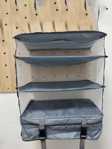 1pc Foldable Hanging Luggage Organizer, Travel Essentials, Clothes Packing Cubes With Hanging Shelves And Laundry Storage Compartment Travel Organizer Travel Luggage Bag Hanging Packing Cubes With Hanging Shelves And Laundry Storage Compartment (Hook Color Black And Silver Random) Bag For School School Accessories School Stuff - Grey - View 5