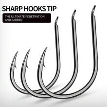 100pcs Strong Hook 10 #-14 # Saltwater Fishing Hooks,High Strength And Corrosion Resistance Sea Fishing Accessories - Silver - View 5