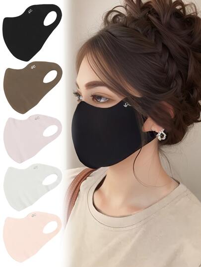 1 件/2 件/3 件女士时尚纯色黑色/棕色/灰色/浅紫色/粉色水钻装饰轻盈透气面罩套装，适合户外、旅行、度假（适合大脸，尺码偏大）