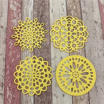 4Pcs/Lot Round Shape Lace Die Cuts For Card Making, Cutting Dies, Metal Die Cutting Mold, Scrapbooking Dies, DIY Etched Embossing Stencil For Crafts