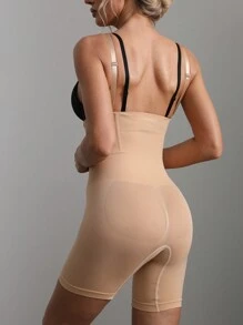 1件產後無縫塑身連身衣，具有提臀和推胸效果，適用於女性 - 米色 - 查看 3