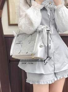 Dedoo Fashion Japanese New JK Uniform Bag Girl Pain Bag Popular Silver Gray Joker 2024 Sweet And Cool Wind Highly Attractive Texture Design Transparent Diagonal Bag. - Silver - View 5