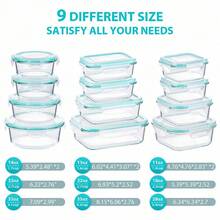 Glass Food Storage Containers With Lids, [24 Piece] Meal Prep, Airtight Bento Boxes, BPAs Free & Leak Proof (12 Lids & 12 Containers) - Blue - Blue - View 2