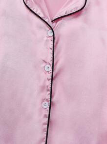 Camiseta rosa de manga corta y pantalones cortos lindos de unicolor de moda para niña joven - Rosa Pálido - Ver 3