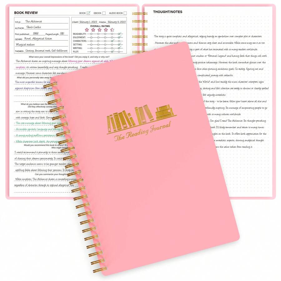 Reading Journal - Book Journal Reading Log For Review And Track Your Reading Progress - Gift Book Accessories For Book Lovers And Voracious Readers Back To School - Baby Pink - View 1