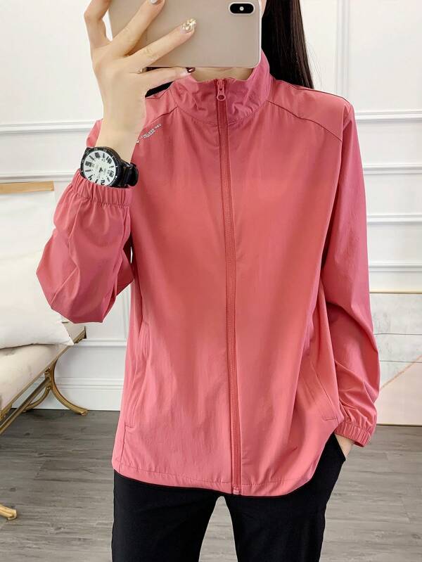 女士轻薄透气防紫外线夹克，户外运动速干时尚印花休闲风衣，夏季