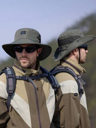 Sombrero de pescador para hombre, de unicolor, de secado rápido y transpirable, con protección solar, estilo occidental de vaquero, sombrero de ala ancha reversible, sombrero de sol apto para actividades al aire libre de verano como senderismo y pesca