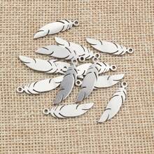 10pcs 25x6mm Feather Charms Pendant DIY Jewelry Making Findings For Earrings Necklace Bracelet Accessories - 25x6mm - View 2