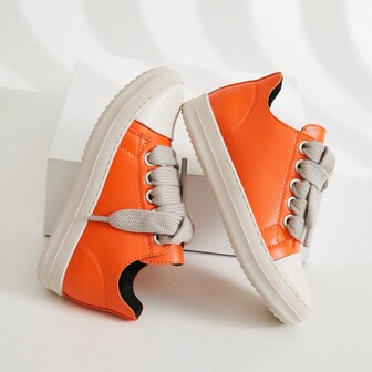 Women Candy Colored Casual Sports Shoes With Thick Shoelaces, Versatile