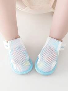 全新夏季婴儿凉鞋软底透气中性儿童鞋 6 个月-3 岁防滑幼儿鞋休闲鞋网眼设计 - 藍色 - 查看 8