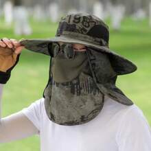 1pc Men's Ink Painting Sun Hat With Full Face & Neck Protection, Breathable And Suitable For Hiking, Cycling And Outdoor Activities (Color And Pattern Random) - A - View 7