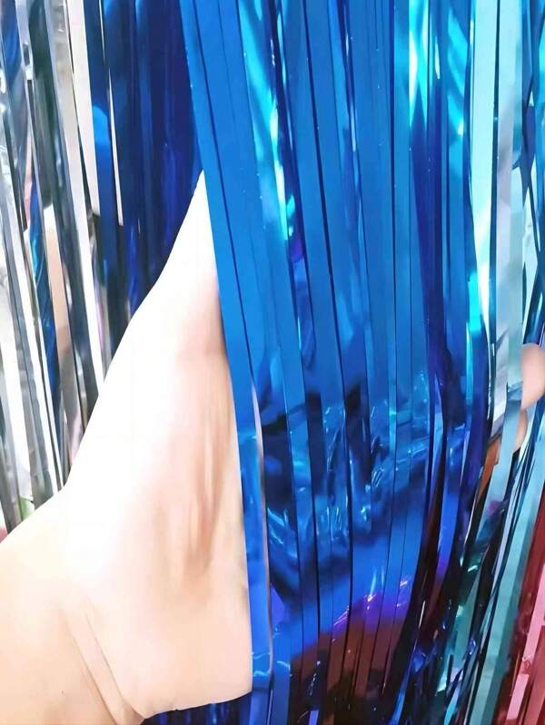 1 paquete de aproximadamente 1x2m de cortinas con flecos de papel de aluminio para suministros de fiesta de cumpleaños, compromiso, boda, novia, decoraciones de fiesta festiva, flecos de puerta