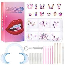 DIY鑽石扁鑽套裝，適用於DIY工具，牙鑽，牙鑽首飾，專用鑽用於將珠寶黏貼到牙齒上; 可與材料一起DIY - 彩色 - 查看 15