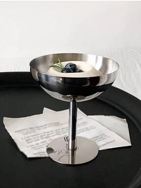 1pc/2pcs Stainless Steel Ice Cream Cup, Stemware, Dessert Bowl, Salad & Fruit Bowl, Dates Snack Cup, Salad Fruit Pudding Bowl, Suitable For Party/Holiday/Celebration/Family Gathering/Back To School