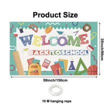 1 Pc Welcome Back To Classroom Banner 59x35inch - First Day Of University Hanging Banner Backdrop, Large Welcome Sign Poster Bulletin Board Flag Wall Decorations For Collage Classroom - Style C - View 3