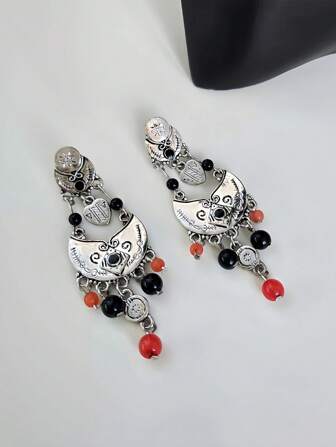 1pair Tassel Drop Earrings, Bohemian Style, Ideal For Ladies On Beach Vacation