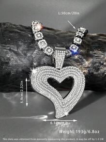 1pc Fashionable Creative Zinc Alloy Rhinestone Pendant Necklace With Greeting Card Jewelry Box For Mother's Day, Women