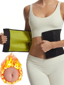 1 pieza Cinturón reductor de cintura para mujer para verano, cinturón moldeador negro y amarillo para soporte abdominal posparto para exteriores, deportes, viajes, hogar, oficina, escuela