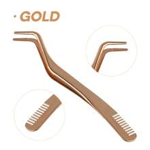 FADVAN FADVAN 1 Pc Eyelash Comb Tweezers+60pcs 40D 8-14MM Mix DIY Heat Bonded Cluster Lashes Extension Tweezer Stainless Steel Anti-Static Non-Magnetic Makeup Tools