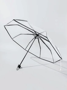 1 pieza Paraguas plegable transparente de PVC con 8 costillas reforzado, paraguas plegable para fotografía al aire libre, viajes, escuela, oficina, hogar, vuelta al cole, verano, playa, viajes