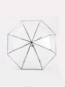 1 pieza Paraguas plegable transparente de PVC con 8 costillas reforzado, paraguas plegable para fotografía al aire libre, viajes, escuela, oficina, hogar, vuelta al cole, verano, playa, viajes