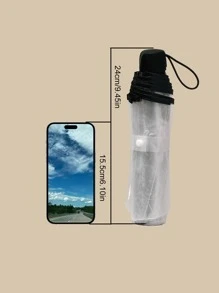 1 pieza Paraguas plegable transparente de PVC con 8 costillas reforzado, paraguas plegable para fotografía al aire libre, viajes, escuela, oficina, hogar, vuelta al cole, verano, playa, viajes