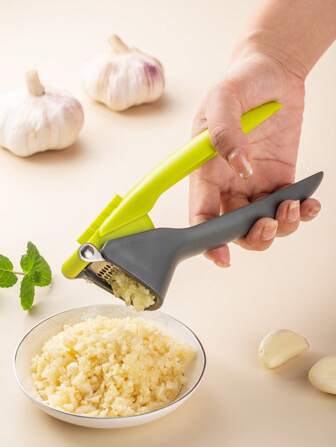1 pieza Prensador de ajo de plástico, triturador y picador de ajo manual de acero inoxidable