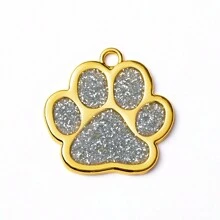 1 Pieza Etiqueta de identificación personalizada con forma de huella de perro en color plata o dorado, con el nombre de la mascota, información de contacto, dirección y talla grande, grabado para evitar pérdidas, adecuado para perros pequeños y gatos