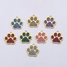 1 Pieza Etiqueta de identificación personalizada con forma de huella de perro en color plata o dorado, con el nombre de la mascota, información de contacto, dirección y talla grande, grabado para evitar pérdidas, adecuado para perros pequeños y gatos