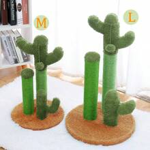 Cat Scratching Post Cactus Cat Scratcher Featuring With 3 Scratching Poles And Interactive Dangling Ball - 綠色 - 查看 8