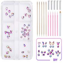 DIY鑽石扁鑽套裝，適用於DIY工具，牙鑽，牙鑽首飾，專用鑽用於將珠寶黏貼到牙齒上; 可與材料一起DIY - 彩色 - 查看 14