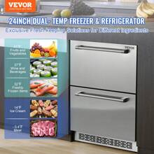 24 Inch Undercounter Refrigerator, 2 Drawer Refrigerator With Different Temperature, 4.87 Cu.Ft. Capacity, Waterproof Indoor And Outdoor Under Counter Freezer Fridge For Home And Commercial Use - Silver - View 2
